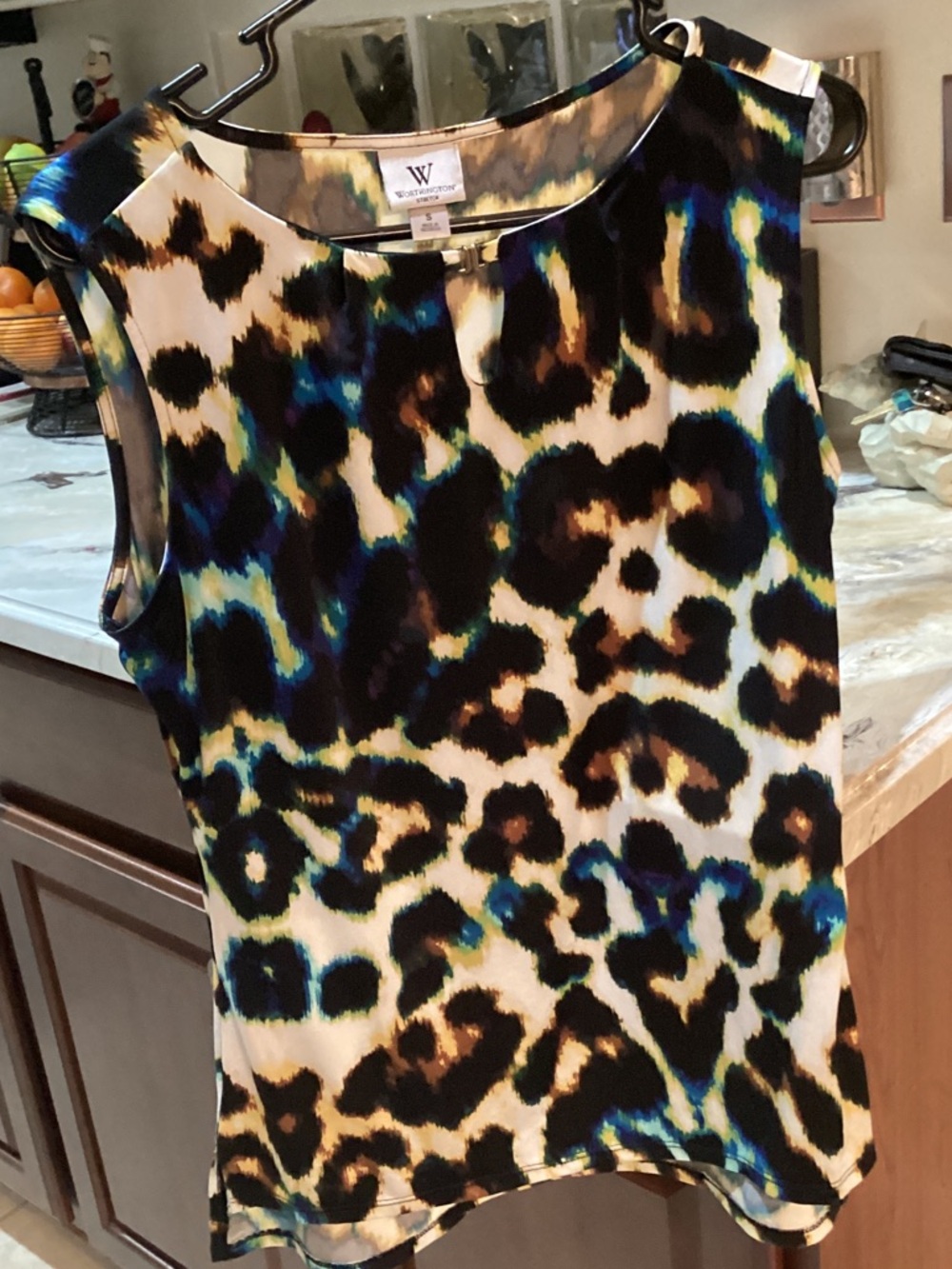 Worthington Multicolor Leopard-Print Sleeveless Blouse